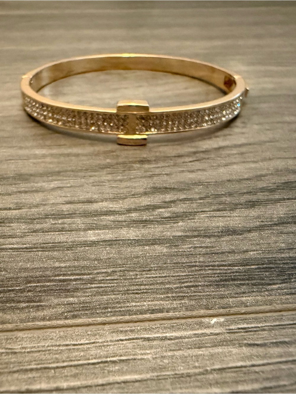 Gold Crystal Pavé Hinged Bracelet